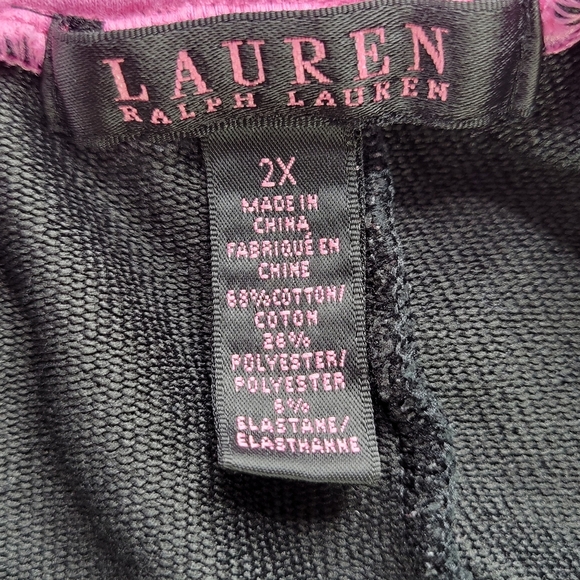 Lauren Ralph Lauren Sweatsuit Women Size 2X Black Quilted Jacket Mock Neck - Picture 9 of 11